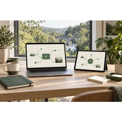 Illustrative systems product hero workspace