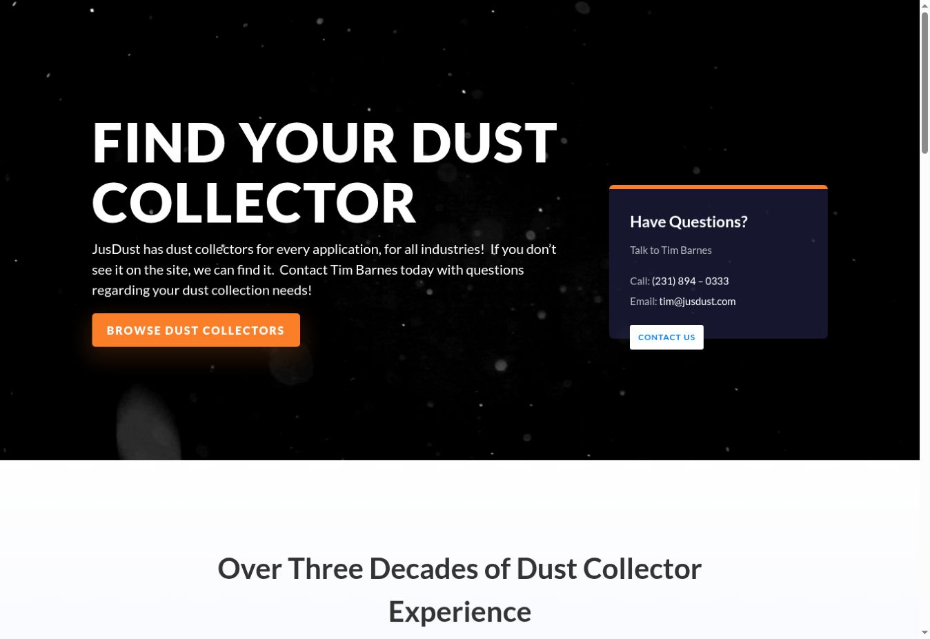 JusDust industrial dust collection storefront